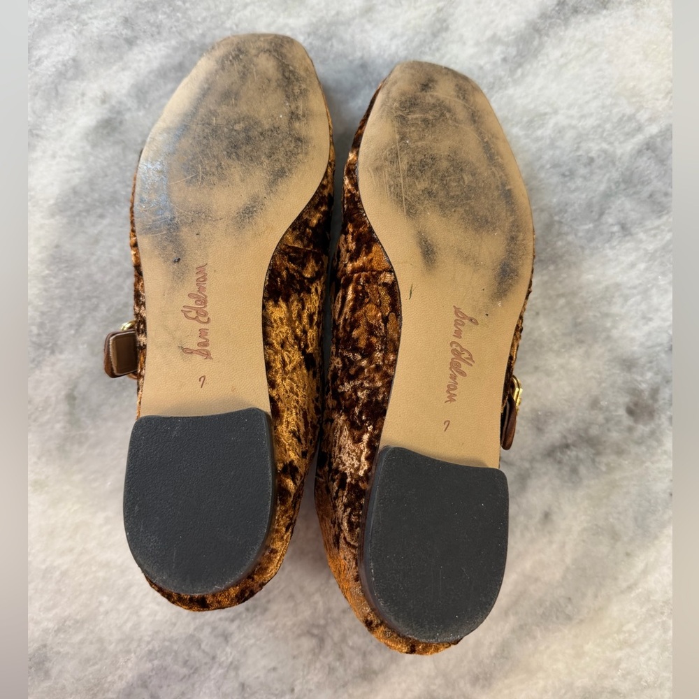 Sam Edelman Brown Velvet Mary Jane Flats - Picture 5 of 5
